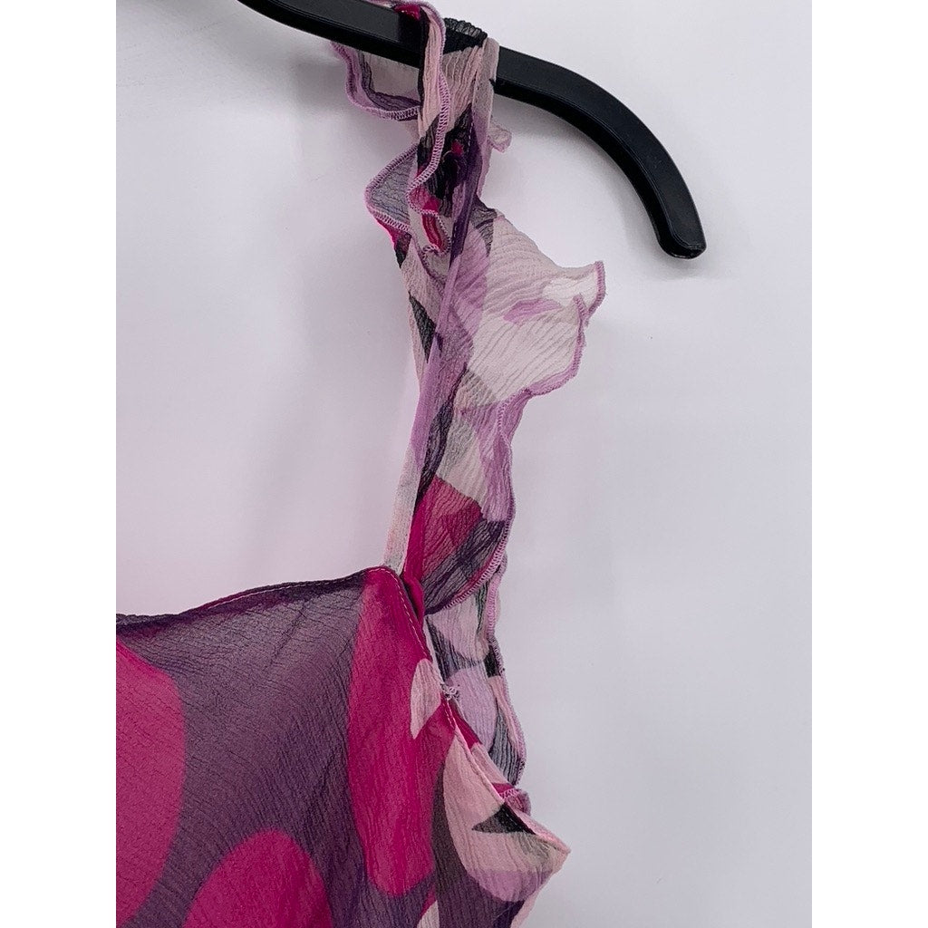 J.LO By JENNIFER LOPEZ Women's Pink Asymmetrical Geo Print Top SZ S