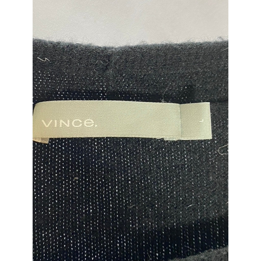VINCE. Women's Black Solid Wool-Cashmere Boatneck Pullover Sweater SZ L