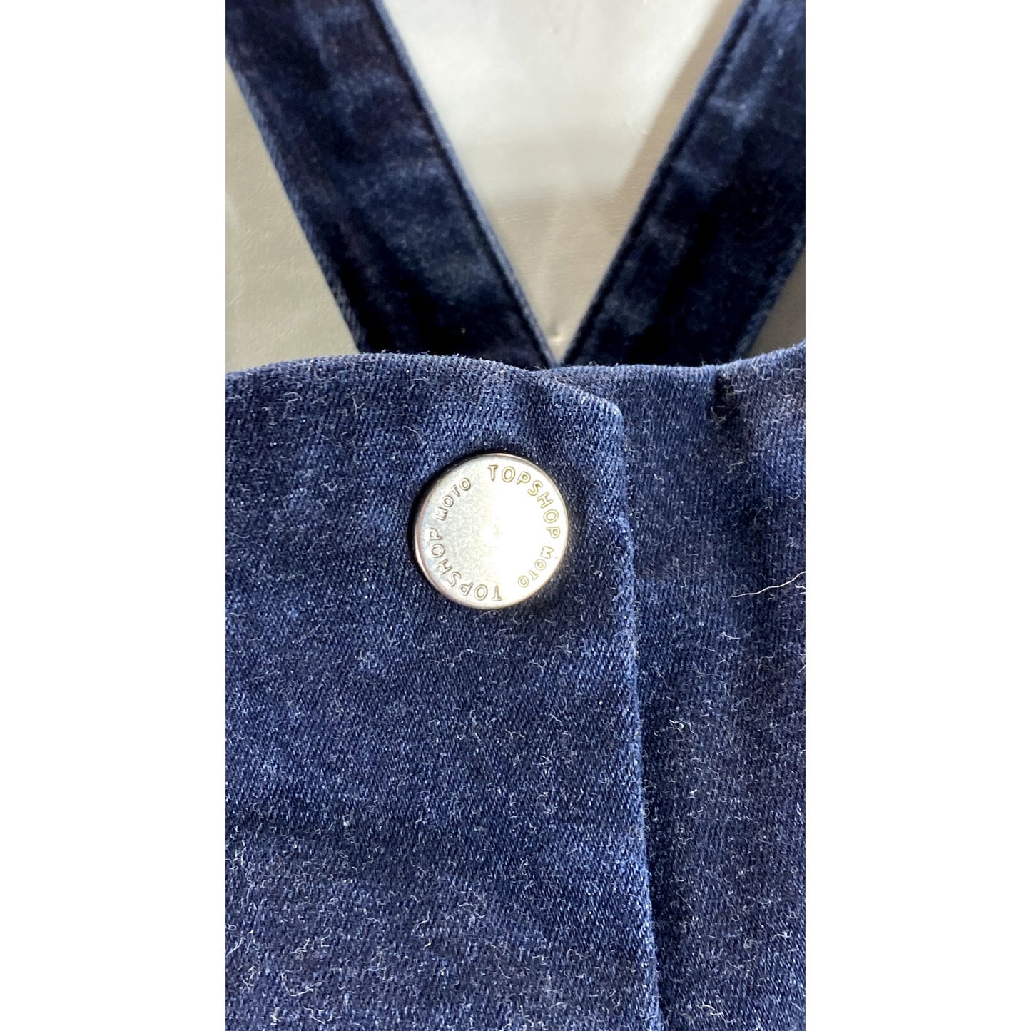 TOPSHOP MOTO Women's Blue Denim Button-Up Square-Neck Crossback Mini Dress SZ 10