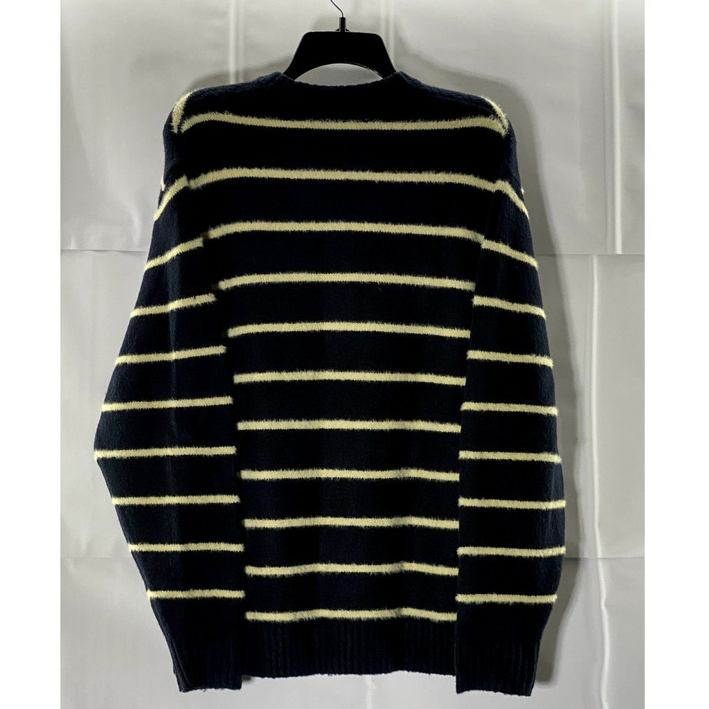ZARA Men's Navy/Yellow Crewneck Striped Pullover Sweater SZ M
