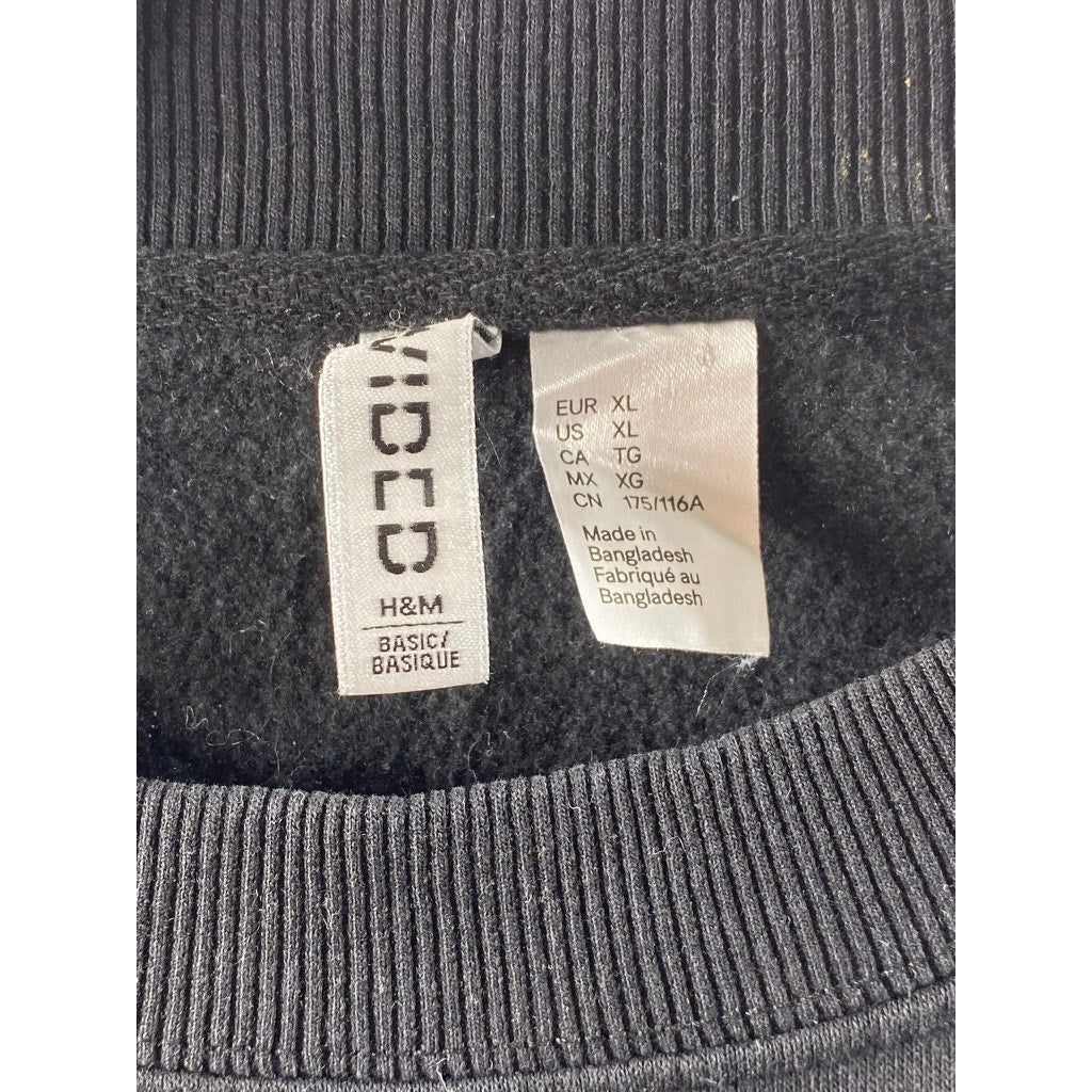 DIVIDED BY H&M Women's Black Crewneck Basic Long Sleeve Cropped Sweatshirt SZ XL