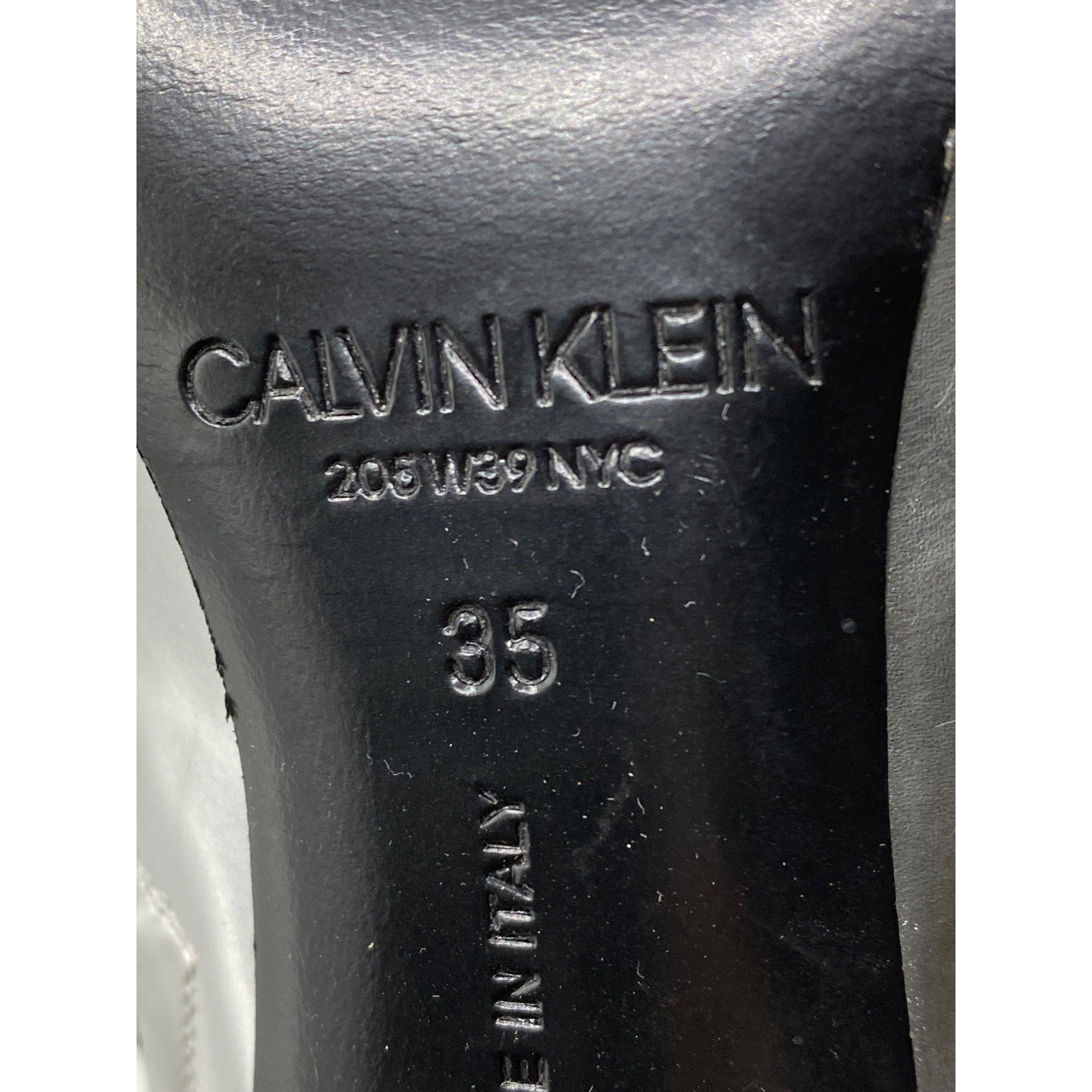 CALVIN KLEIN Women's Silver Metallic Windora Mid Lace-Up Grunge Boots SZ 5