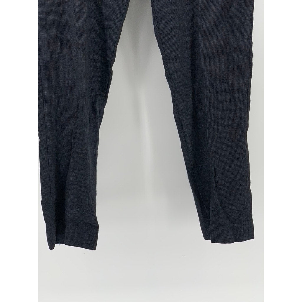 UNBRANDED Men's Blue Textured Windowpane Straight-Leg Regular Fit Pant SZ 36