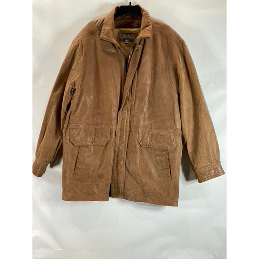 WILSONS LEATHER Men's Vintage Brown Leather Zip-Up Jacket SZ L