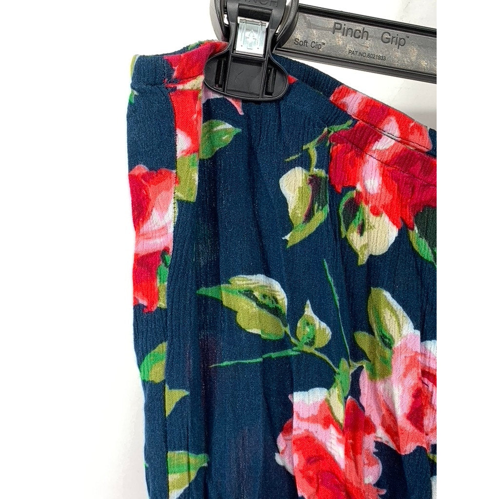 AMBIANCE APPAREL Women's Green-Floral Strapless Jumpsuit SZ M