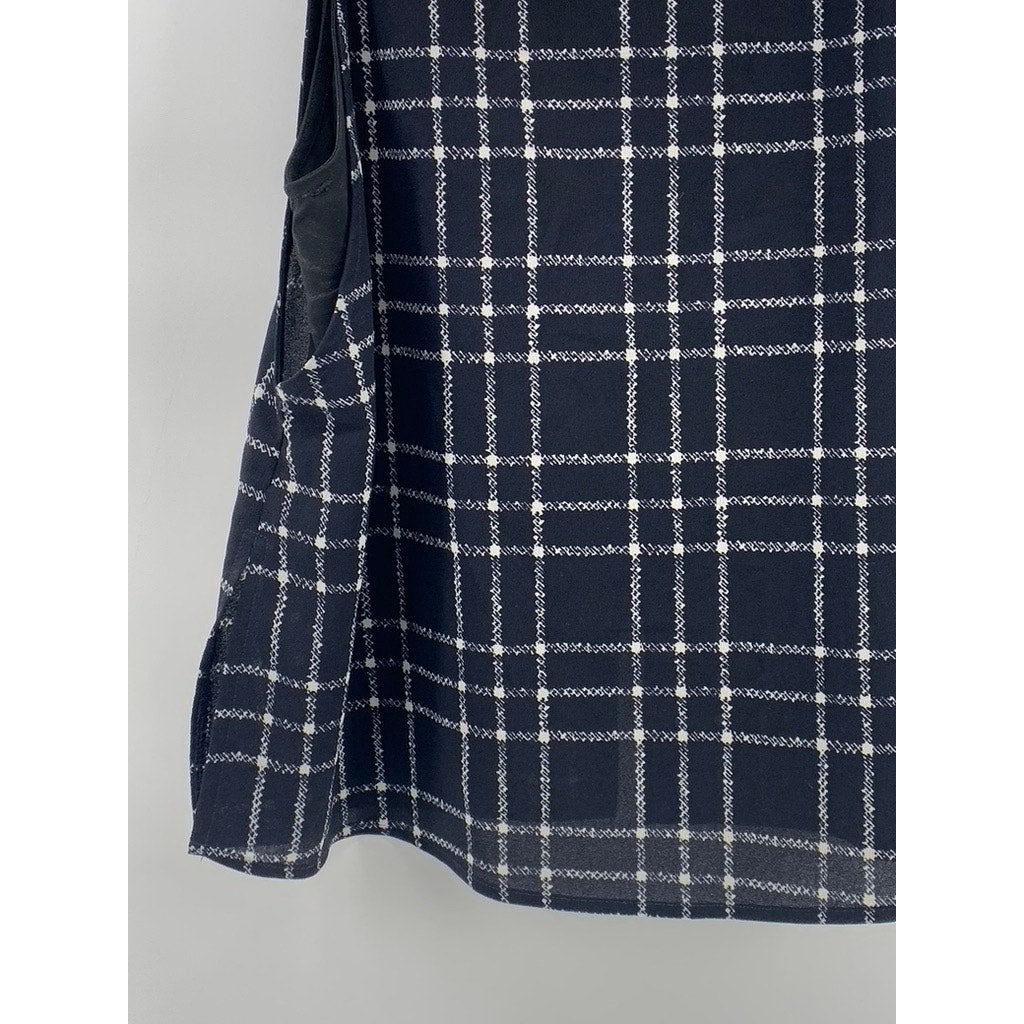 ASTR Women's Blue-Black Plaid Sleeveless Top SZ S