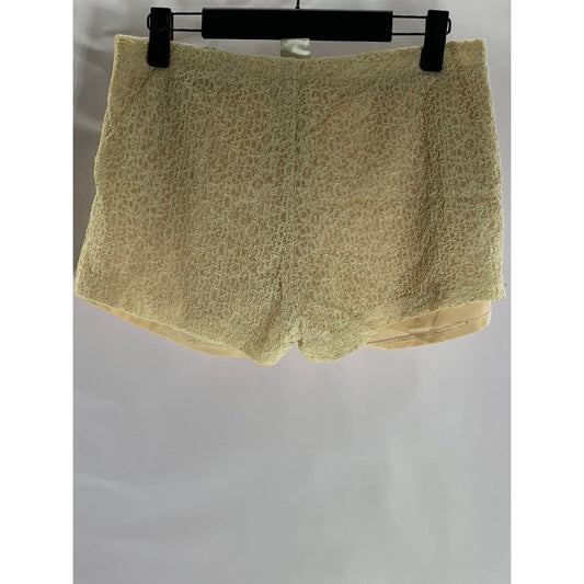 PINKYOTTO Women's Tan Lace Textured Lined Shorts SZ S