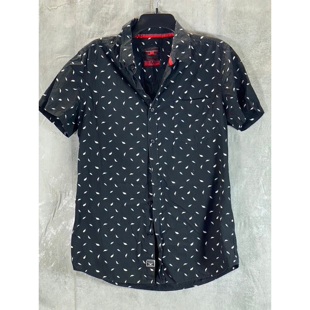 JORDAN CRAIG Men's Legacy Edition Black Printed Short Sleeve Button-Up Shirt SZM