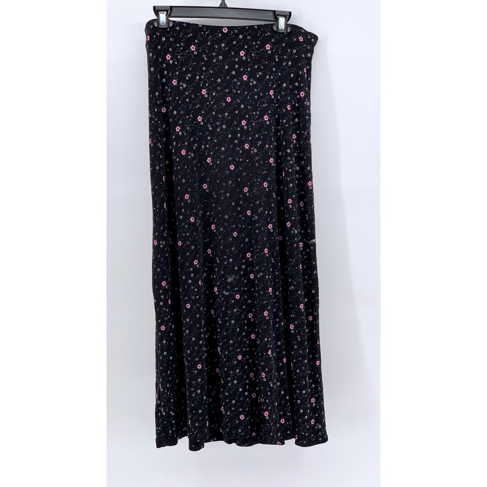 BRIGGS NEW YORK Women's Black Ditsy Floral Maxi Skirt SZ L