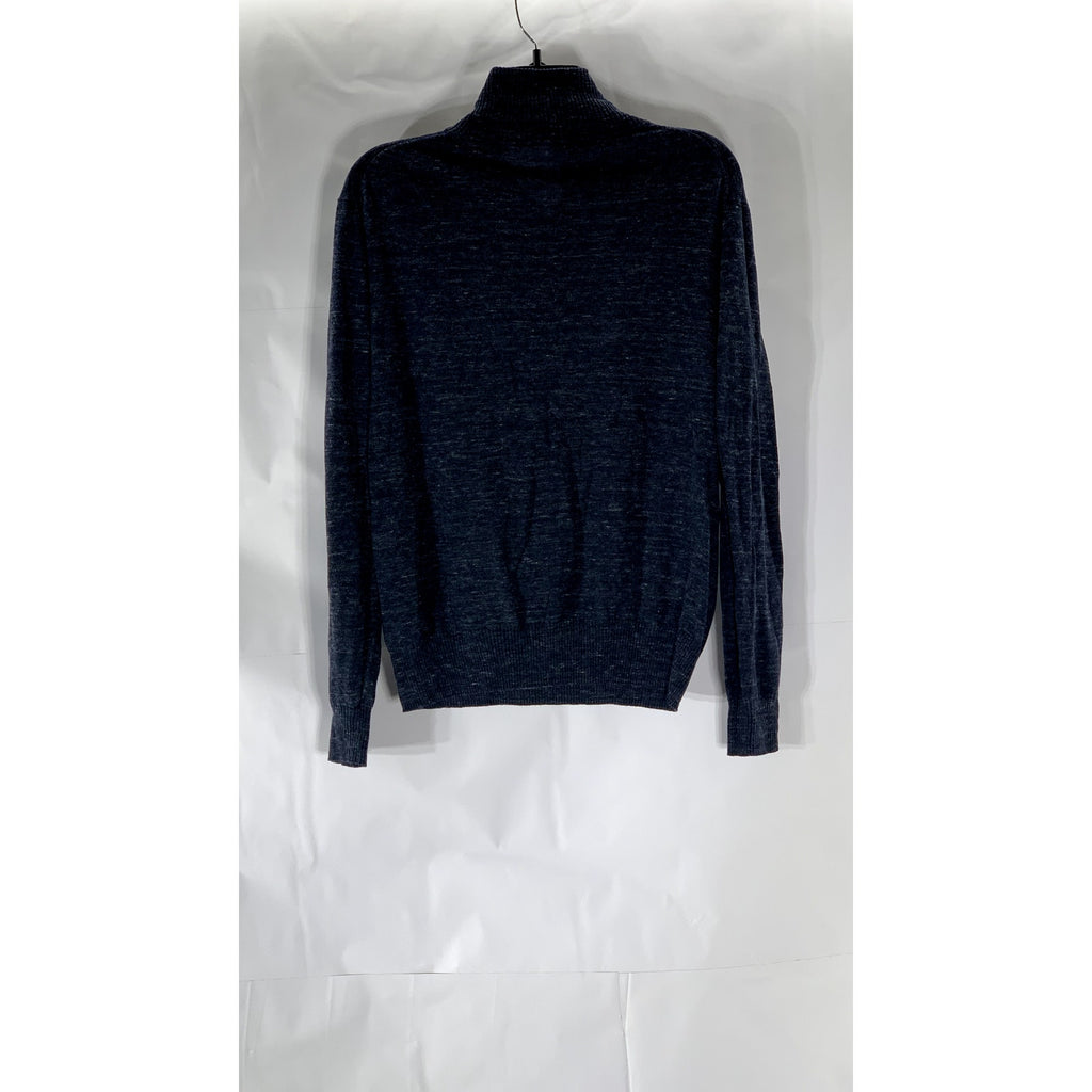 J.CREW Men's Navy Blue Half-Zip Stand Collar Cotton-Blend Sweater SZ M