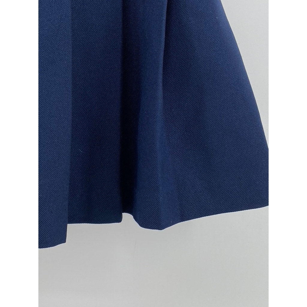 UNBRANDED Women's Navy Blue Pleated Side-Zip A-Line Mini Skirt SZ S