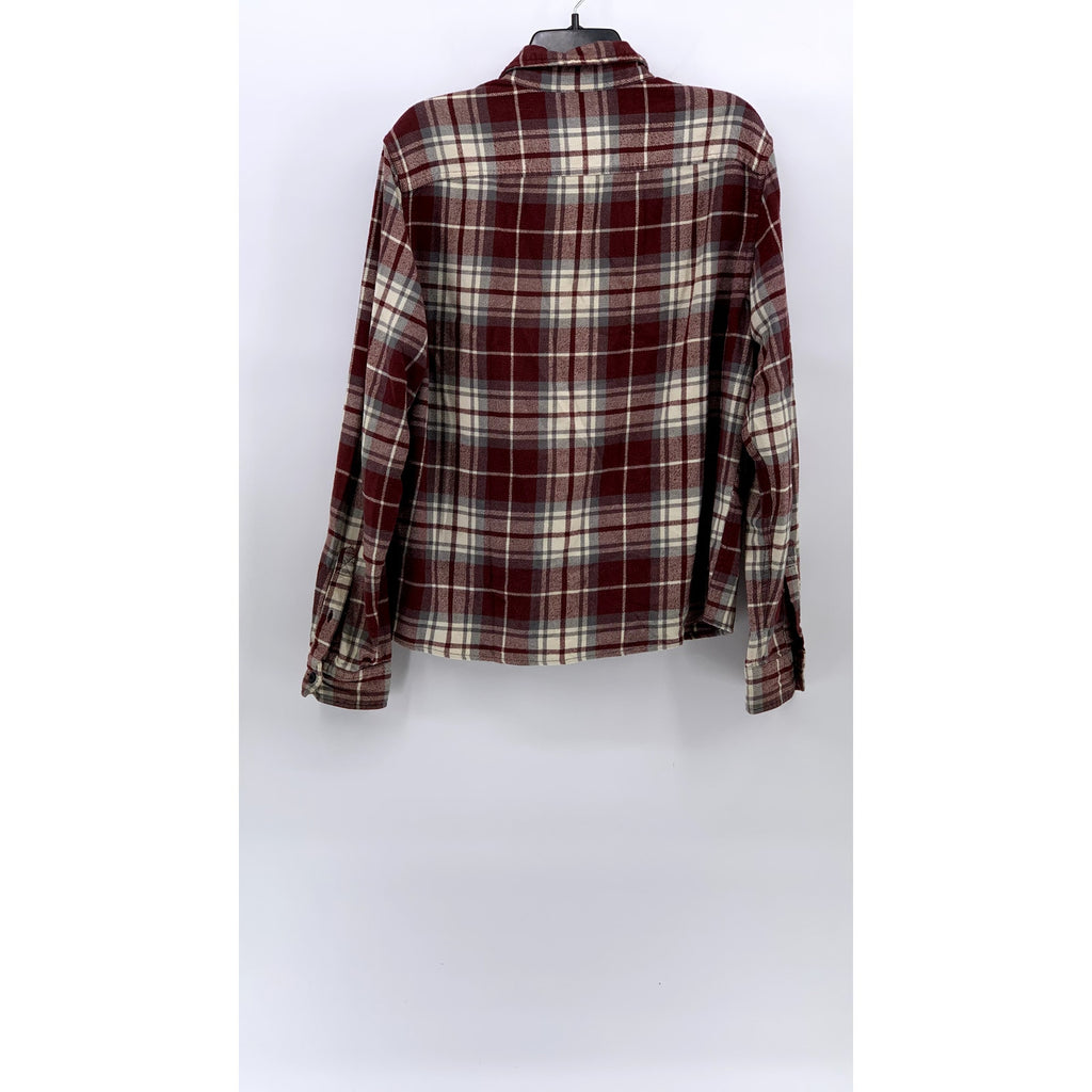 AMERICAN EAGLE Men's Red-White Plaid Button-Up Long Sleeve Flannel Shirt SZ M