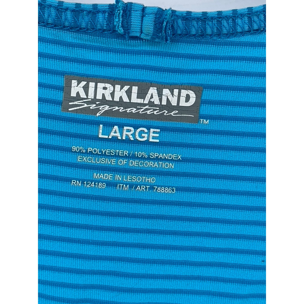 KIRKLAND SIGNATURE Women's Blue Small Striped Active Tank SZ L