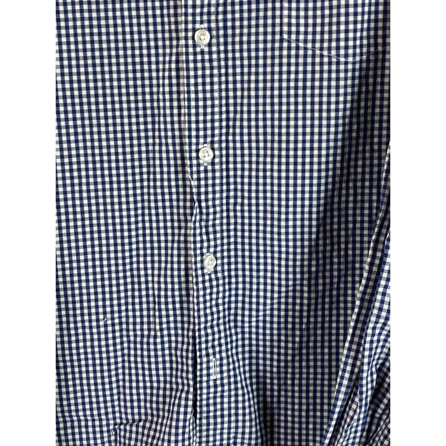 J. CREW Men's Navy/White Gingham Slim-Fit Button-Up Long Sleeve Shirt SZ S