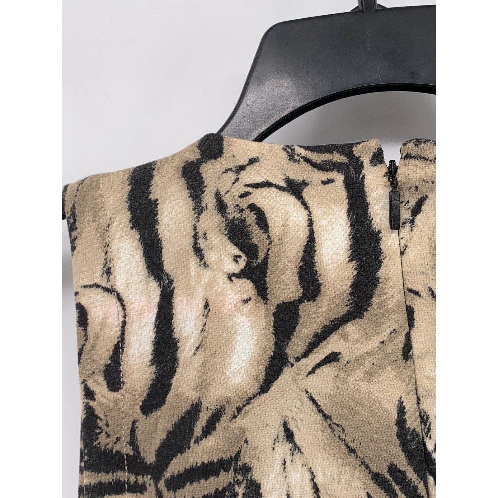 MNG COLLECTION Women’s Brown Printed Scoop-Neck Sleeveless Sheath Dress SZ M