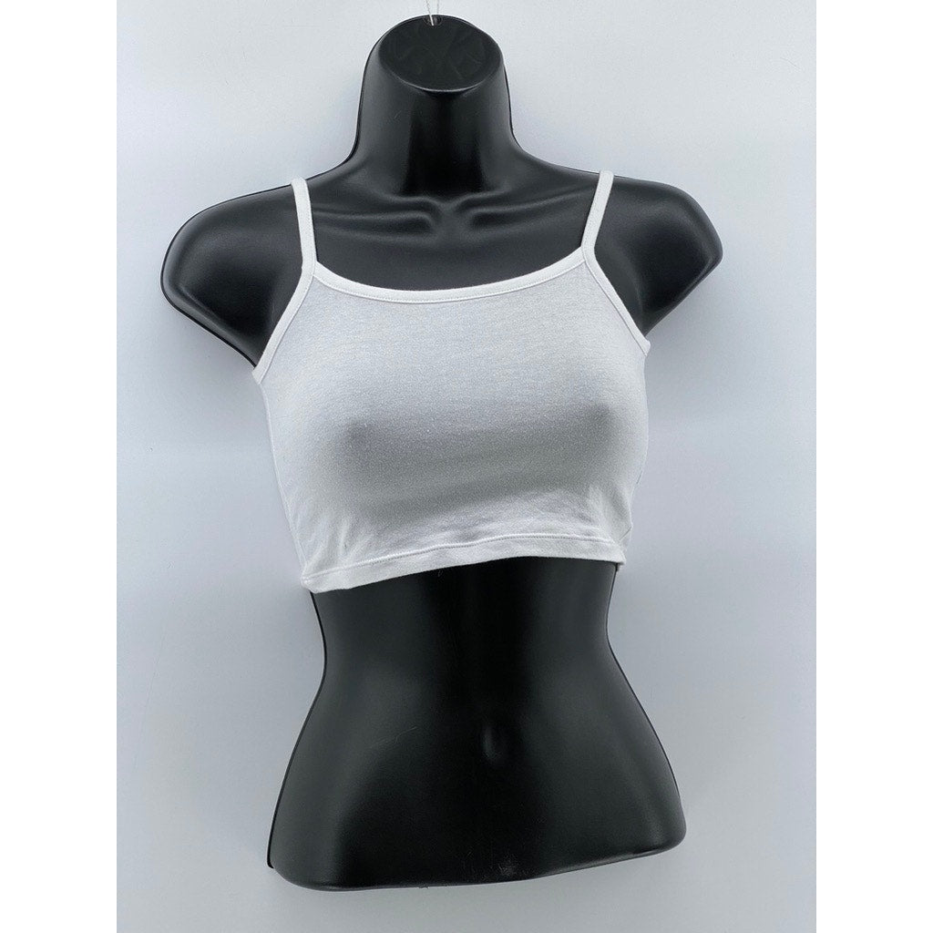 M PLAY GROUND Women's White Solid Scoop-Neck Spaghetti Strap Tank Top SZ XS