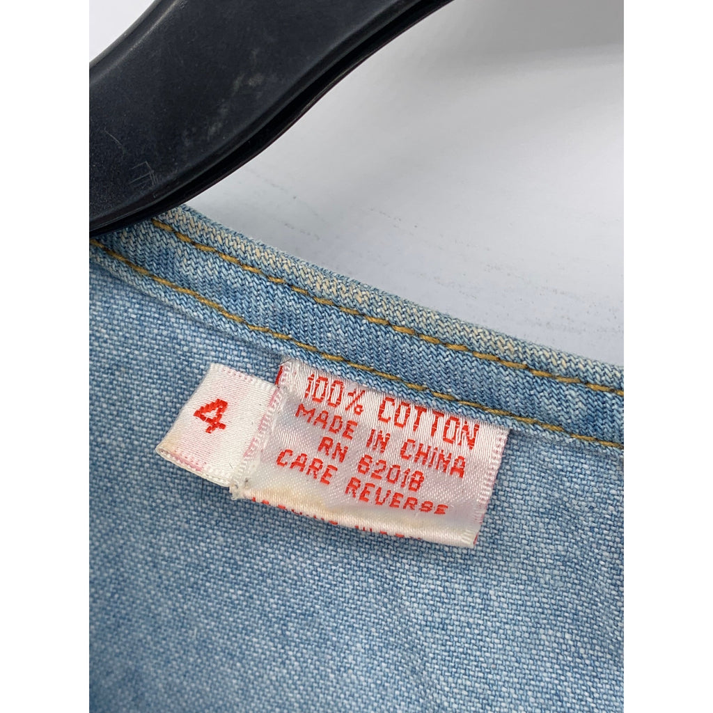 RAFAELLA Women’s Petite Vintage Blue V-Neck Sleeveless Button-Up Midi Dress SZ4P