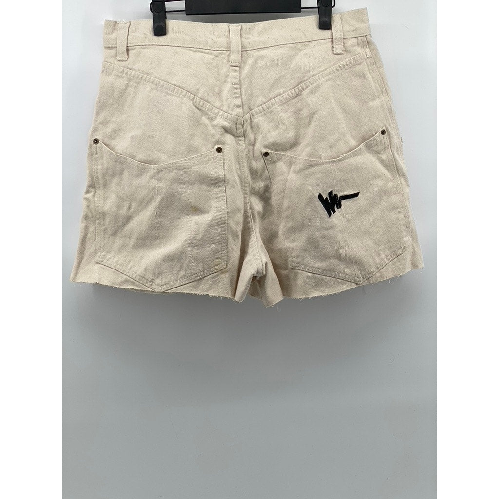 WALKER WEAR Men's Beige Four-Pocket Raw-Hem Chino Shorts SZ 34