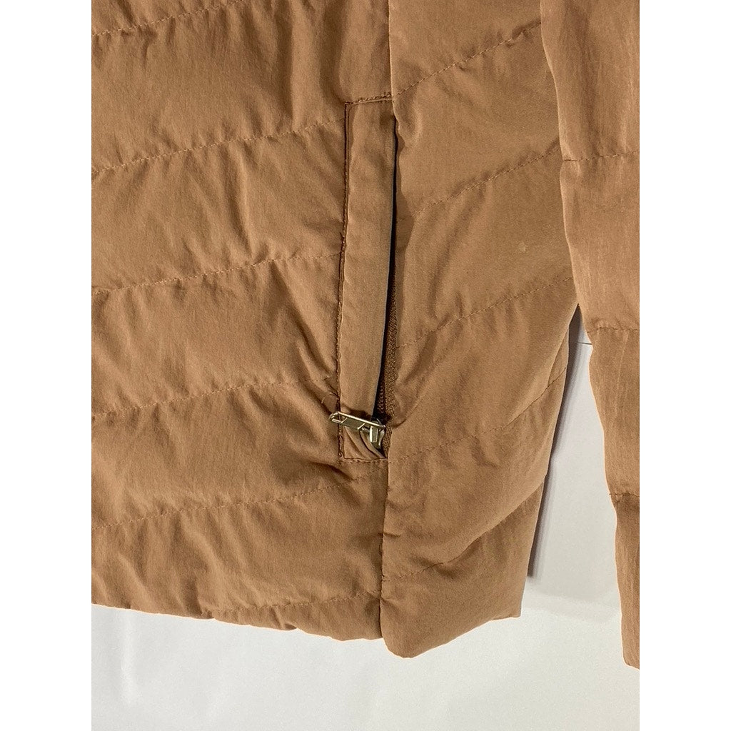 32 DEGREES HEAT Women's Salmon Pink Zip-Up Hooded Puffer Jacket SZ S