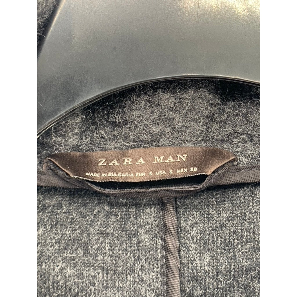 ZARA Men's Charcoal Wool-Blend Two Button Coat SZ S
