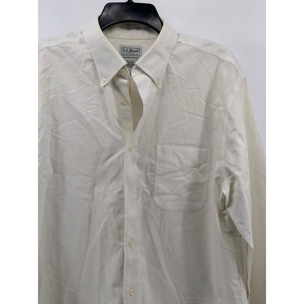 L.L.BEAN Men’s White Solid Slightly Fitted Button-Up Shirt SZ 16.5