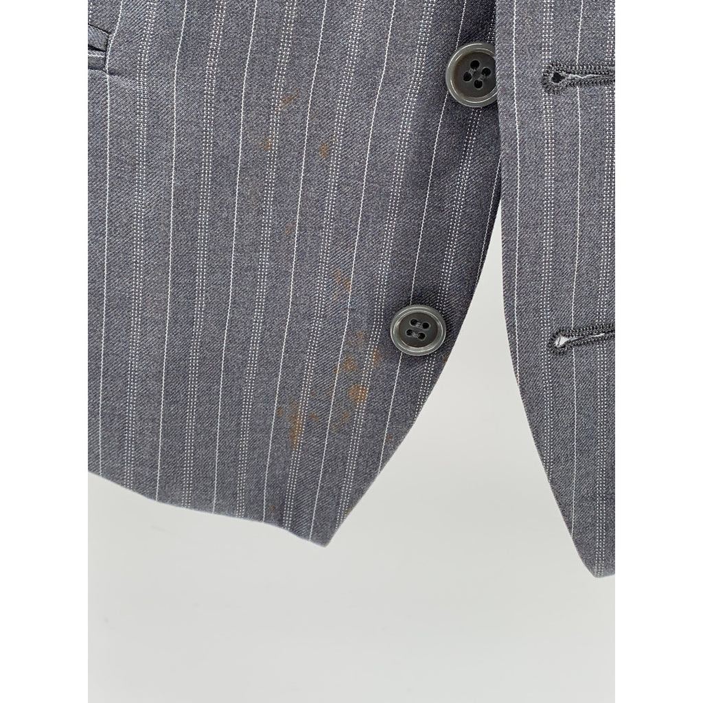BH LE COLLEZIONI Men’s Gray Pinstripe 5-Button V-Neck Suit Vest SZ 42S