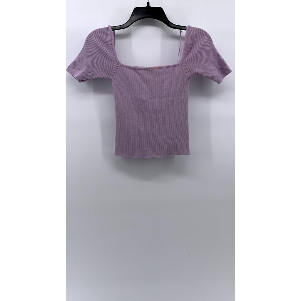 ZARA KNIT Women's Lilac Ribbed Crop Top SZ S
