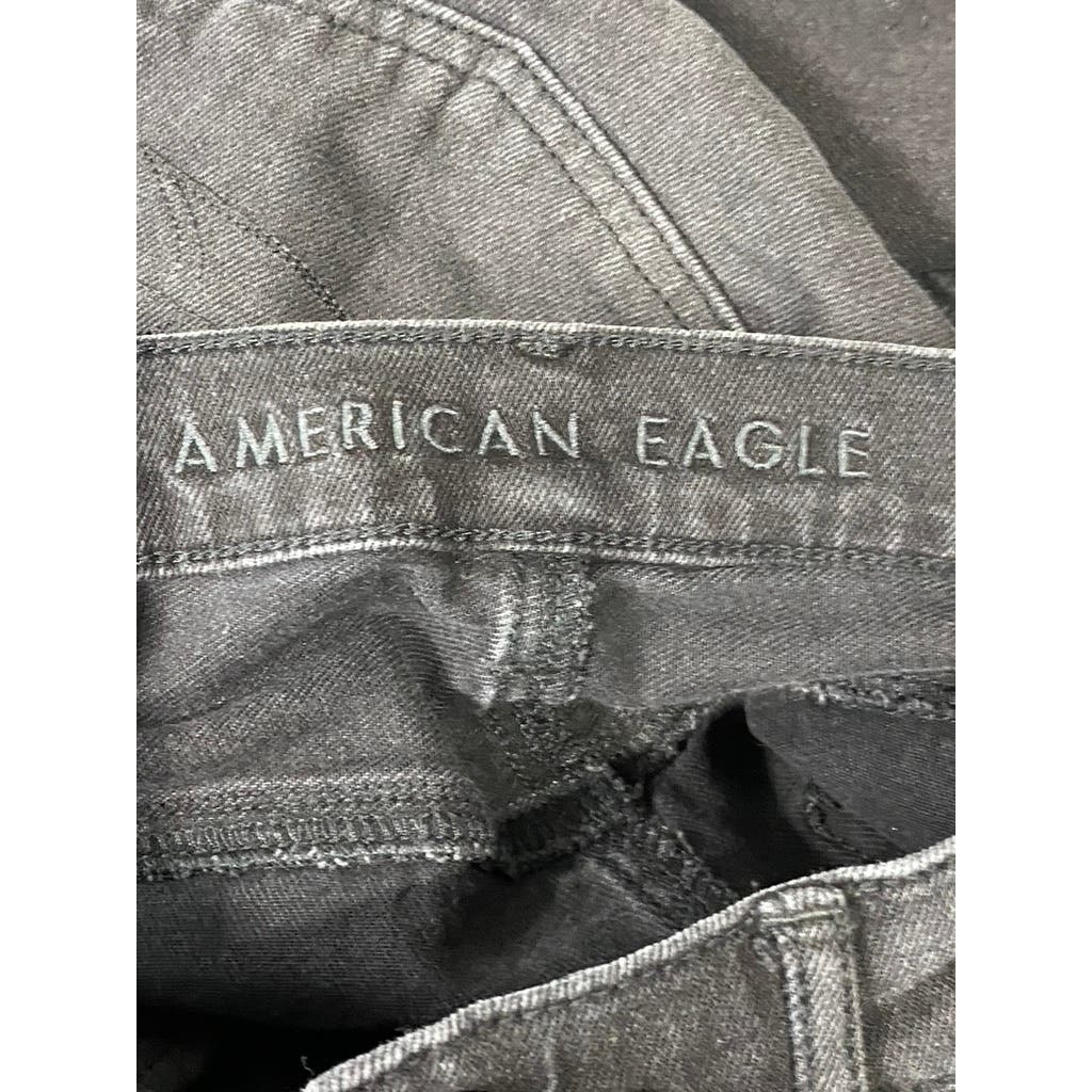 AMERICAN EAGLE Women's Long Black Distressed High-Rise Girlfriend Jeans SZ 12L