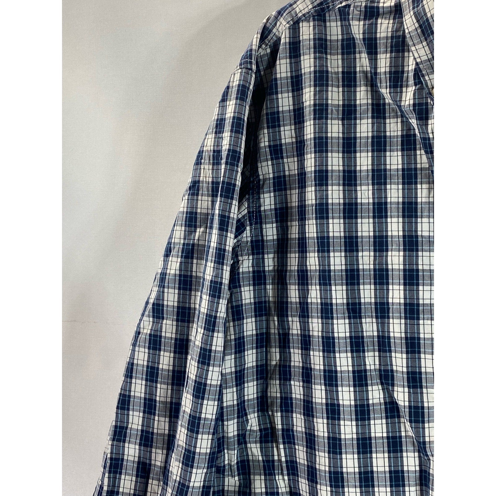 EDDIE BUAER Men's Tall Blue Plaid Legend Wash Classic-Fit Button-Up Shirt SZ TL