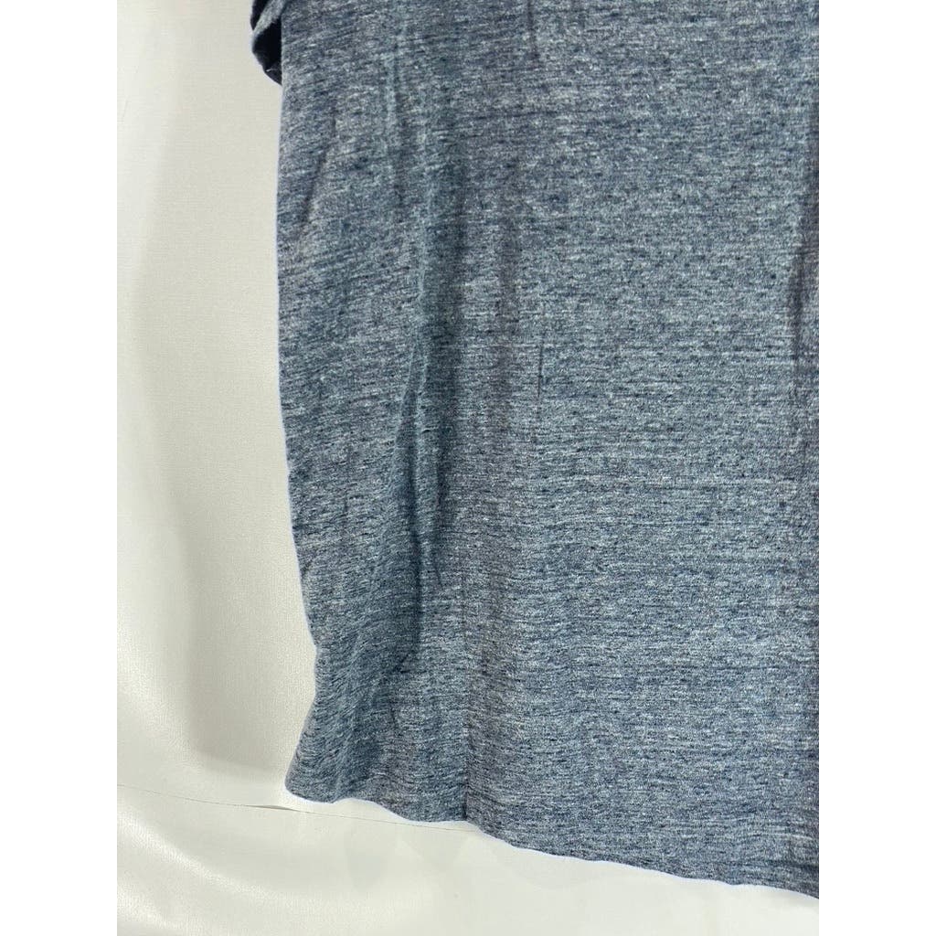 MARINE LAYER Men's Heather Blue Re-Spun Patch Pocket Short Sleeve T-Shirt SZ M