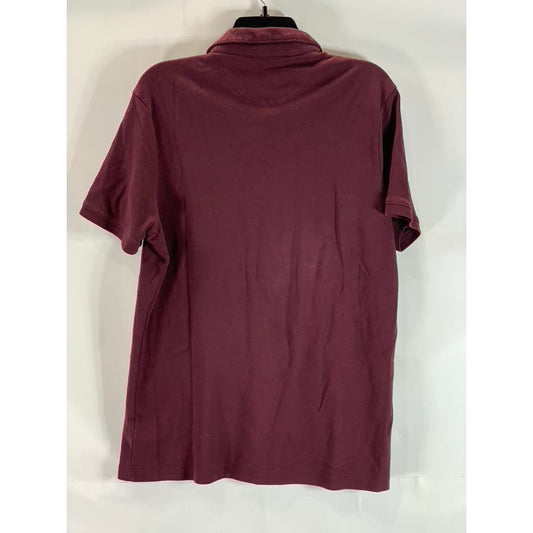TAHARI Men's Burgundy Cotton Short Sleeve Polo Shirt SZ L