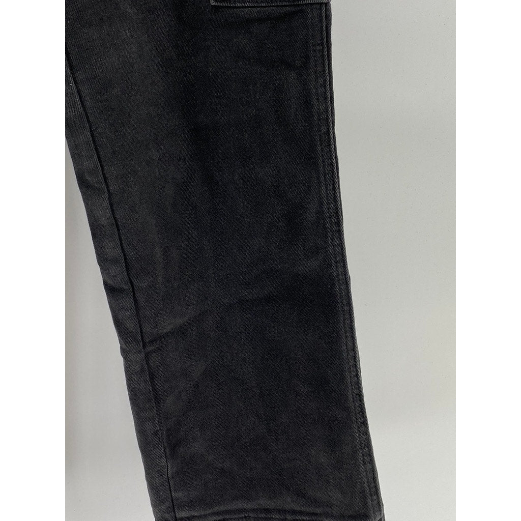 AND NOW THIS Women's Black Relaxed-Fit Straight-Leg Denim Utility Jeans SZ 30