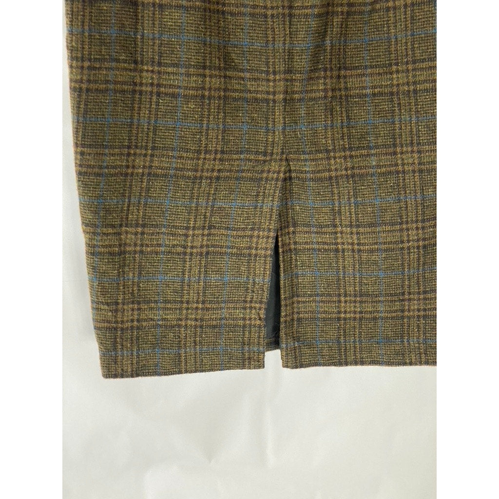 FOREVER 21 CONTEMPORARY Women's Brown Plaid Knee Length Pencil Skirt SZ M