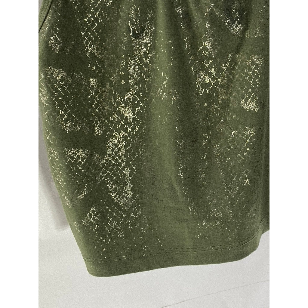 EVOLUTION AND CREATION Women's Olive Green Snake Skin Racerback Tank Top SZ L