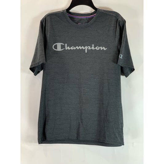 CHAMPION Men's Charcoal Graphic Script Double Dry Performance T-Shirt SZ M