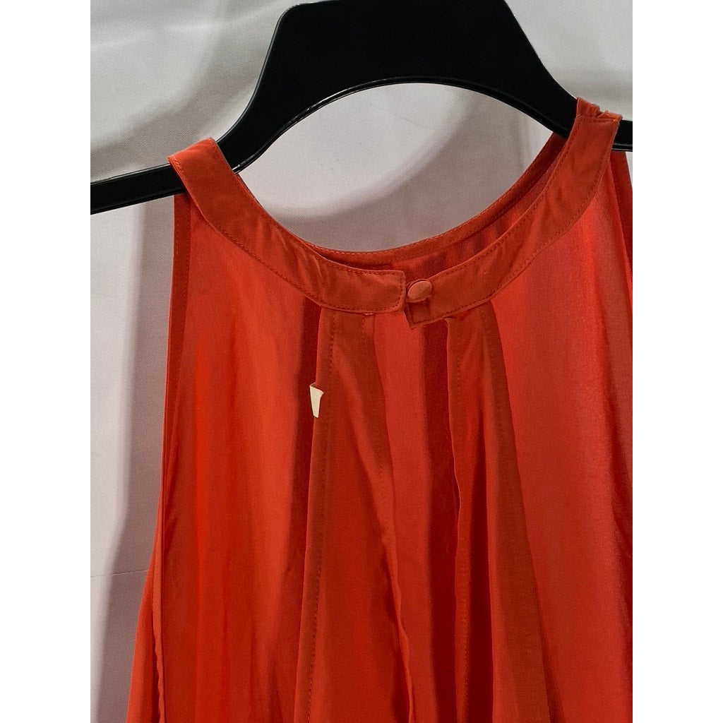 BB DAKOTA Women’s Orange Back Keyhole Layered Crewneck Tank Top SZ M