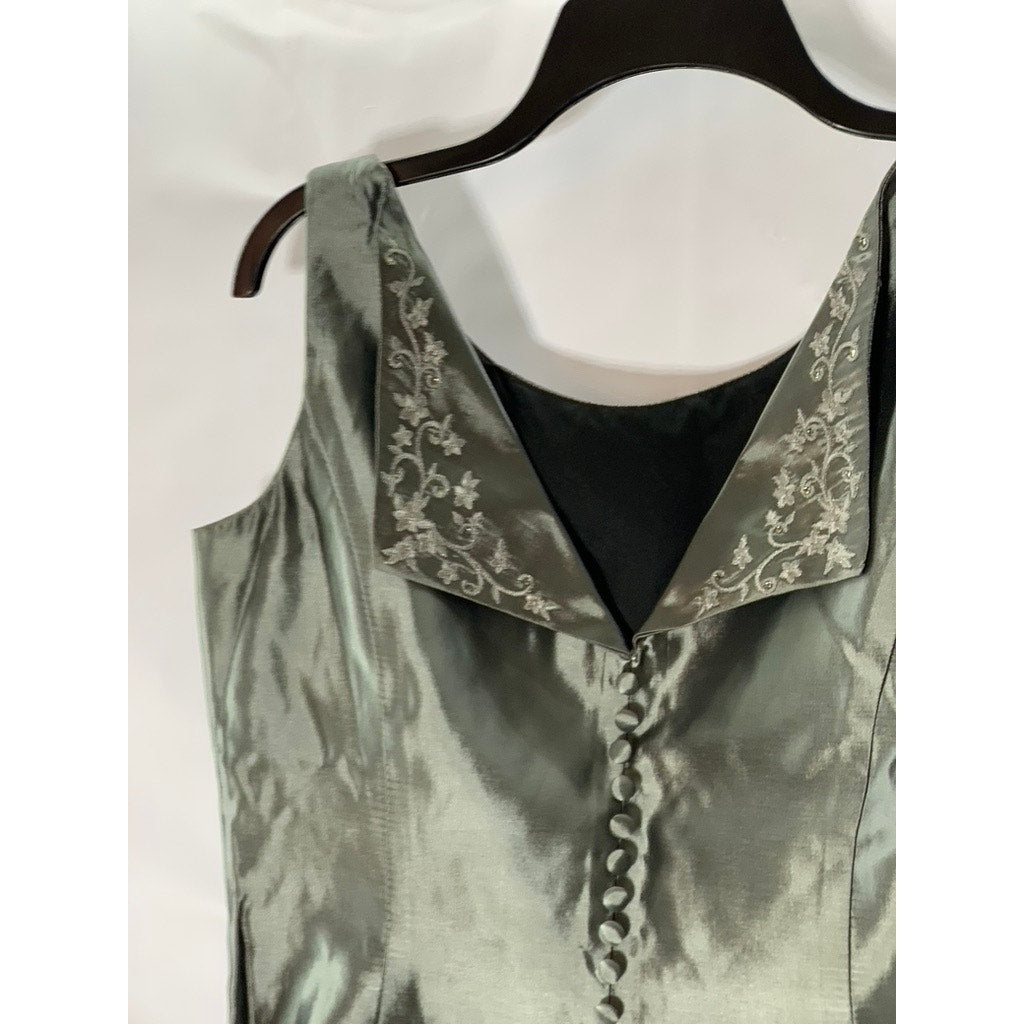 MICHAELANGELO Women's Gray Satin Button-Front Sleeveless Top SZ 12