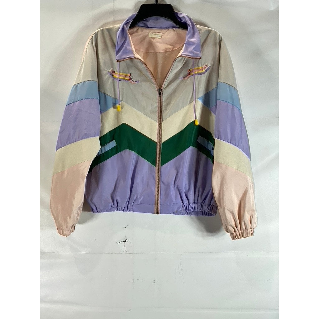 COTTON SUGARS Women's Pastel Multicolor Dodo Clinique Windbreaker Jacket SZ M