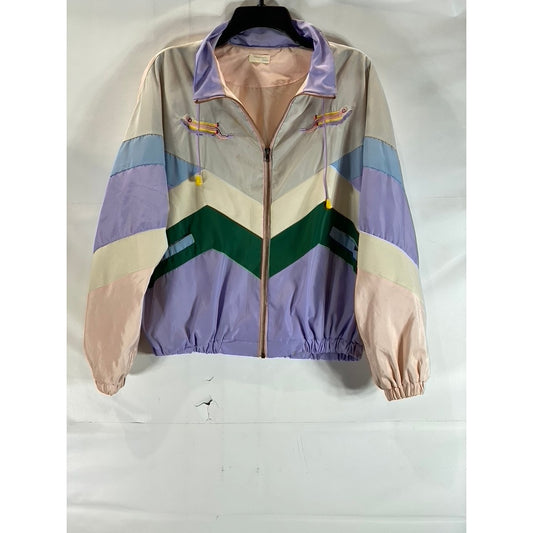 COTTON SUGARS Women's Pastel Multicolor Dodo Clinique Windbreaker Jacket SZ M