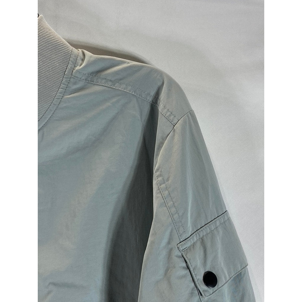 EDGAR + ASH Men's Gray Full-Zip Windbreaker Bomber Jacket SZ M