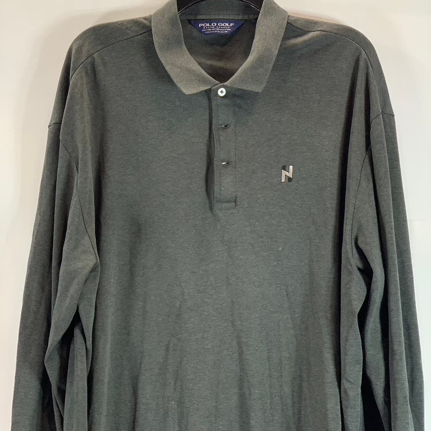 RALPH LAUREN Men's Charcoal Vintage 90's Golf Core Sport Long Sleeve Polo SZ XL