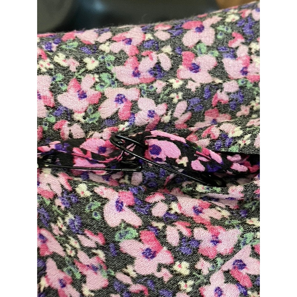 UNBRANDED Women's Pink Floral Print V-Neck Long Sleeve Top SZ M