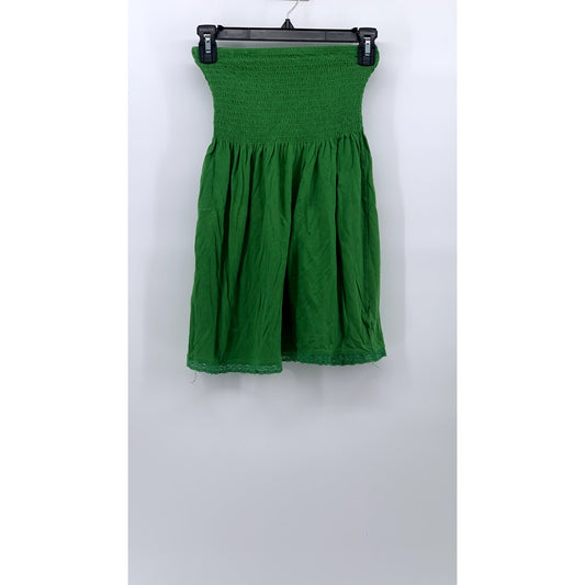 THE ORIGINAL ARIZONA Women's Dark Green Smocked Strapless A-Line Mini Dress SZ M