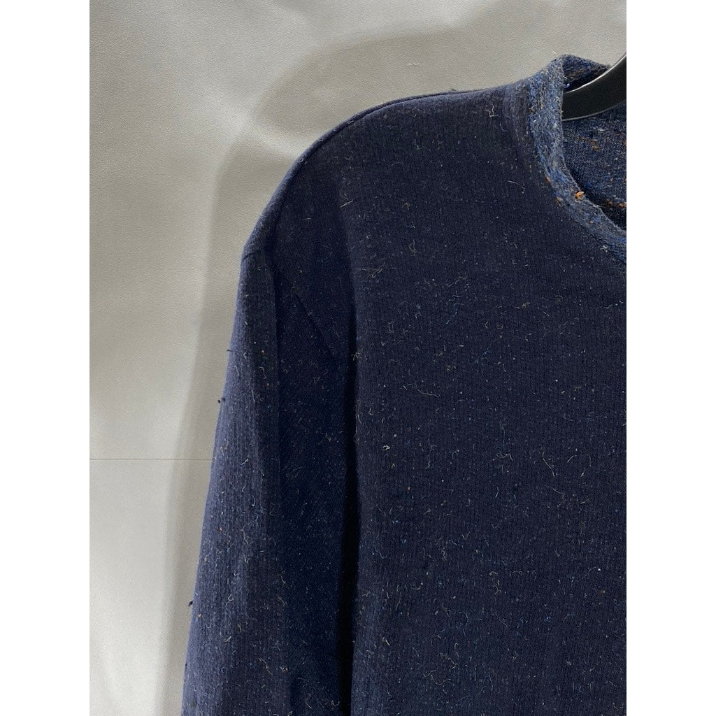 OLIVER SPENER Men's Dark Blue Cotton-Blend Crewneck Long Sleeve Sweater SZ L
