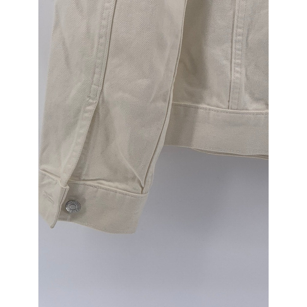 CALVIN KLEIN JEANS Men's White Denim  Button-Up Long Sleeve Trucker Jacket SZ L