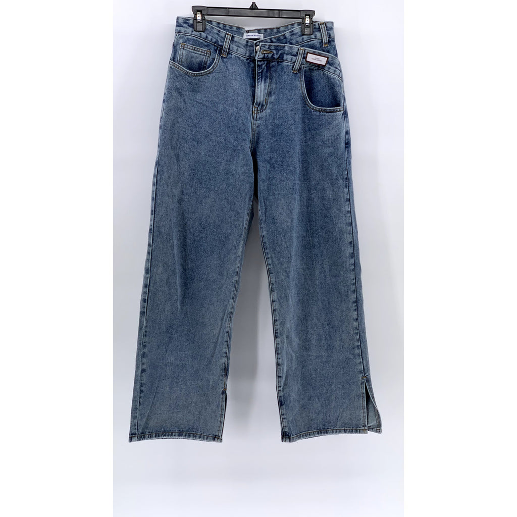 PERSON INTENTIONS Men's Blue Denim Wide-Slit Leg Baggy-Fit Jeans SZ XL