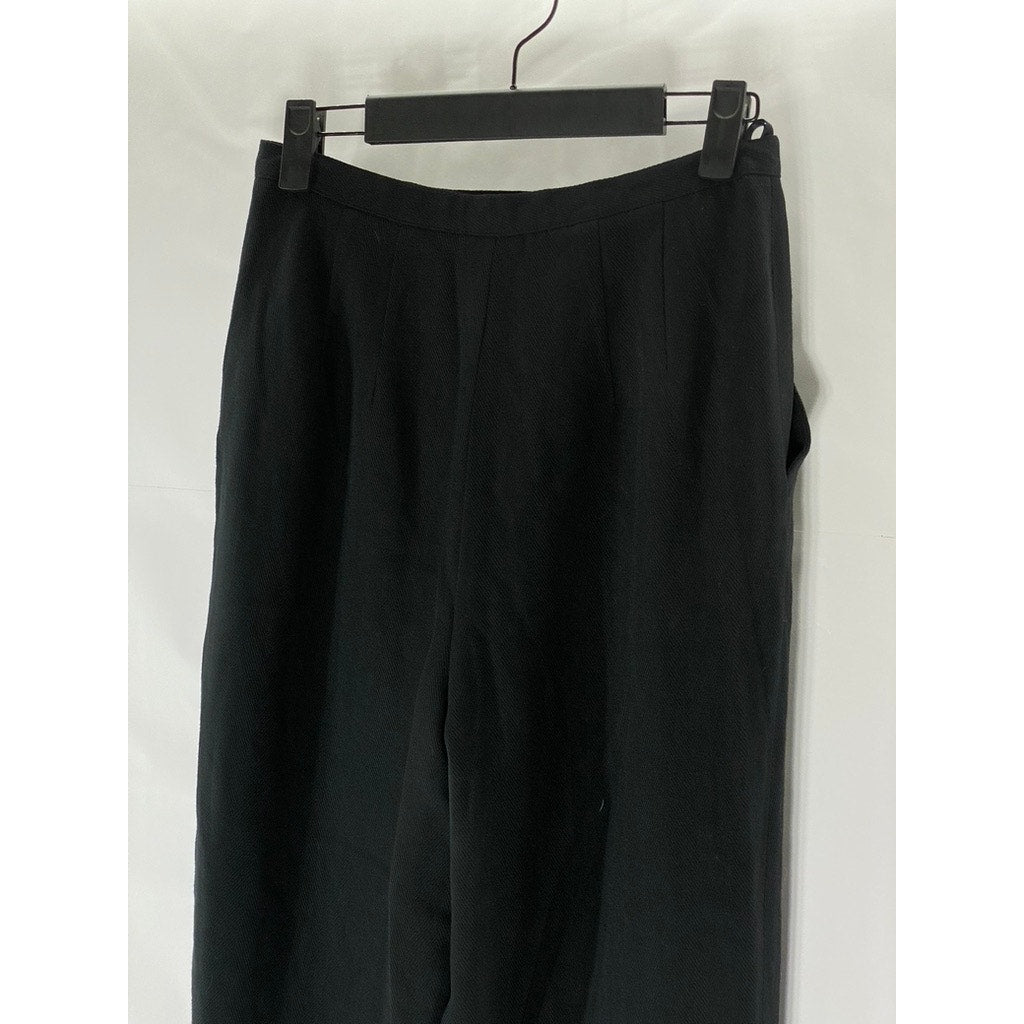 ATRIUM COLLECTION Women’s Black Textured Straight-Leg Pleated Pant SZ 4