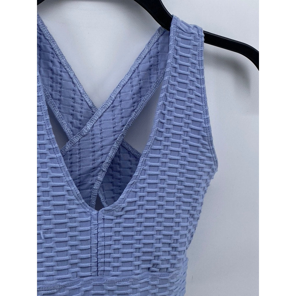 FOREVER 21 Women’s Blue Honeycomb Textured V-Neck Cross Back Bralette SZ S