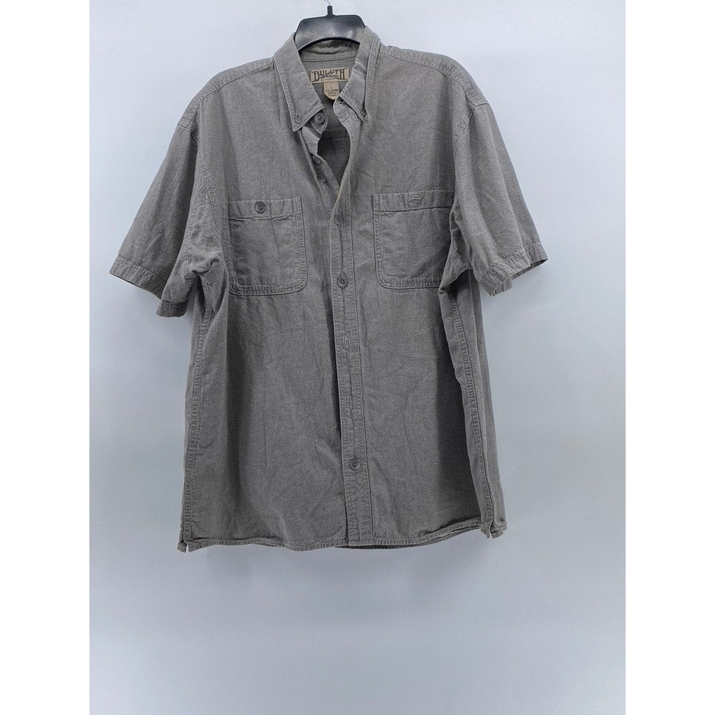 DULUTH TRADING CO Men's Gray Regular-Fit Short Sleeve Button-Up Shirt SZ L