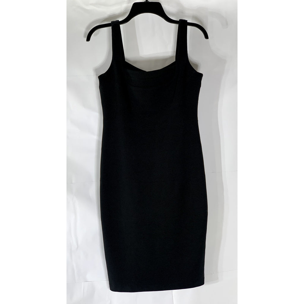 SANGRIA Women's Black Layered Straight-Neck Bodycon Mini Cocktail Dress SZ 4